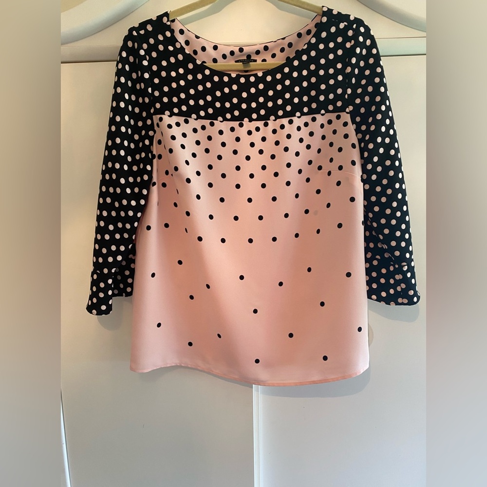 Talbots Pink and Black Polka Dot Blouse